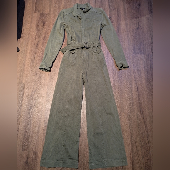 Paige Anessa Wide-Leg Utility Jumpsuit in Vintage Brushed Olive Size 2 XS - Picture 2 of 7